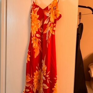 Vibrant Red Floral Dress